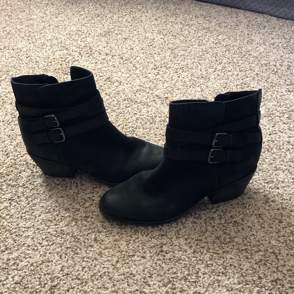 Clarks Double-Buckle Black Ankle Booties